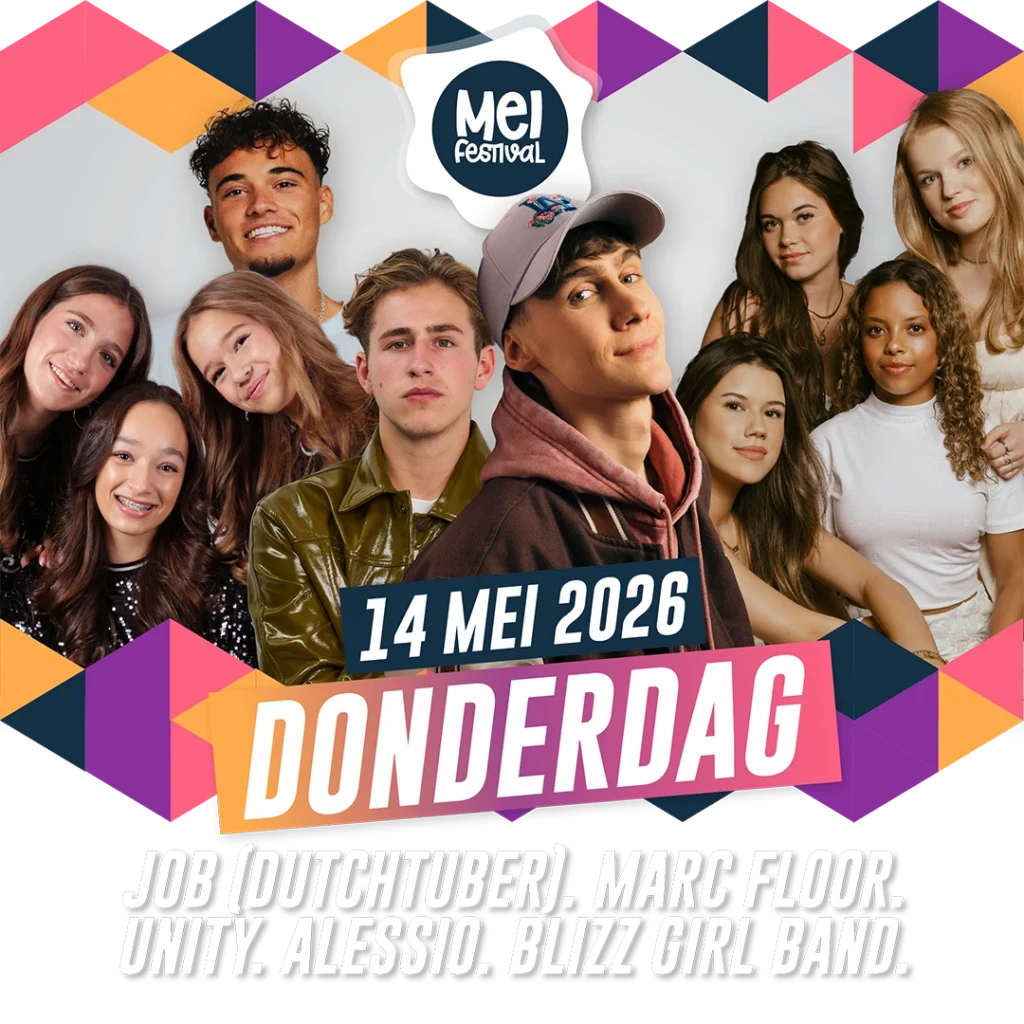 Meifestival – donderdag Job-Dutchuber Marc Floor Unity Alessio Blizz Girl Band